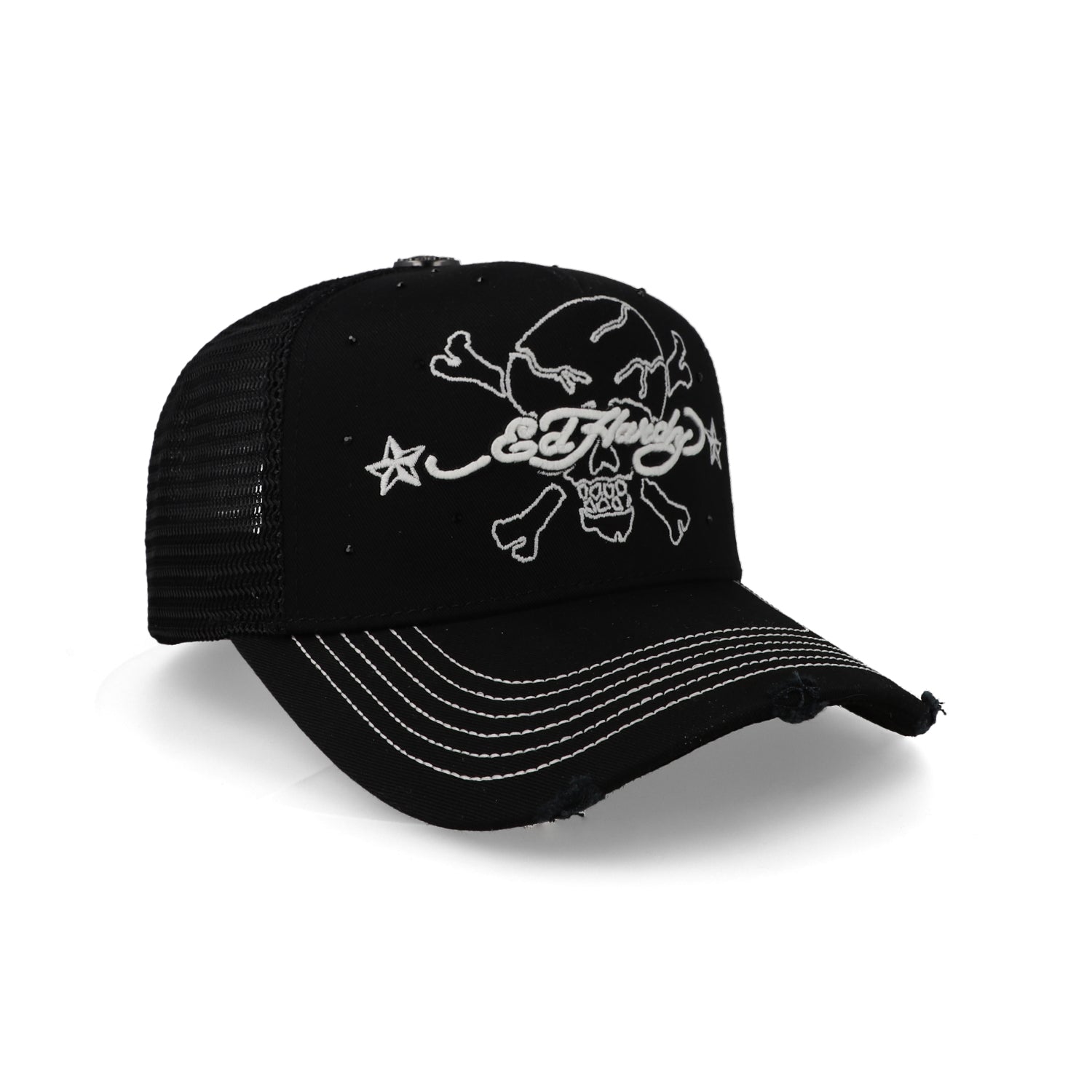 Gorra Ed Hardy Skull Bones Cross Trucker Negra