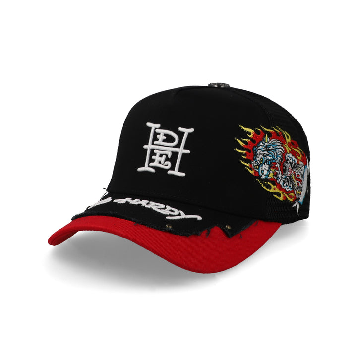 Gorra Ed Hardy Tiger And Eye Trucker Negro/Naranja