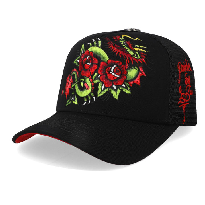 Gorra Ed Hardy Roses Dragon With Diamonds Negro
