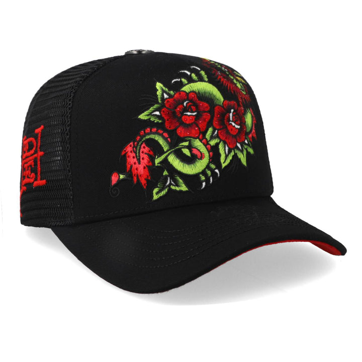 Gorra Ed Hardy Roses Dragon With Diamonds Negro