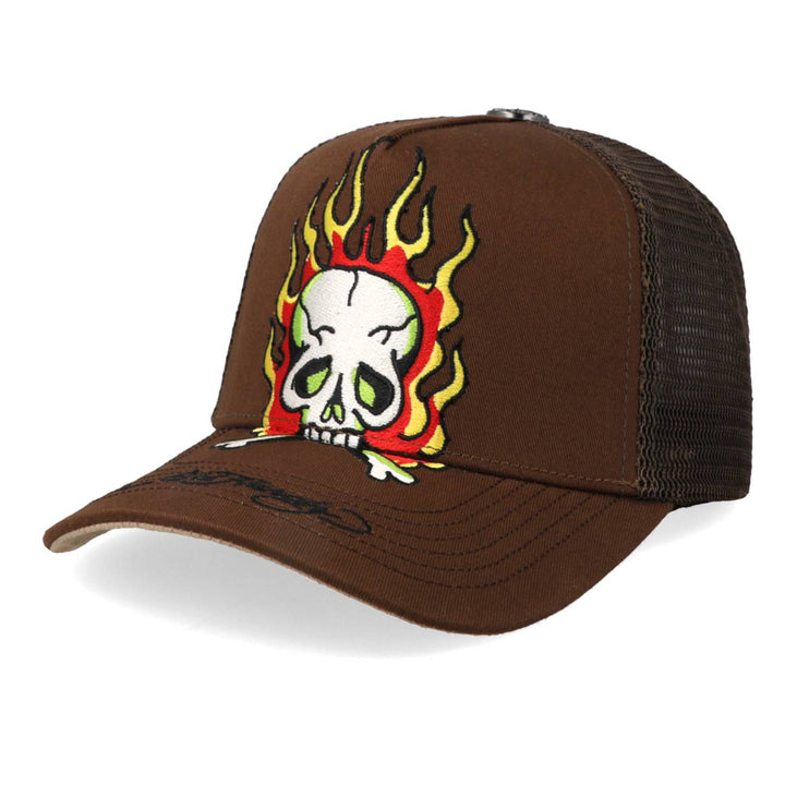Gorra Ed Hardy Skull On Fire With Diamonds Café