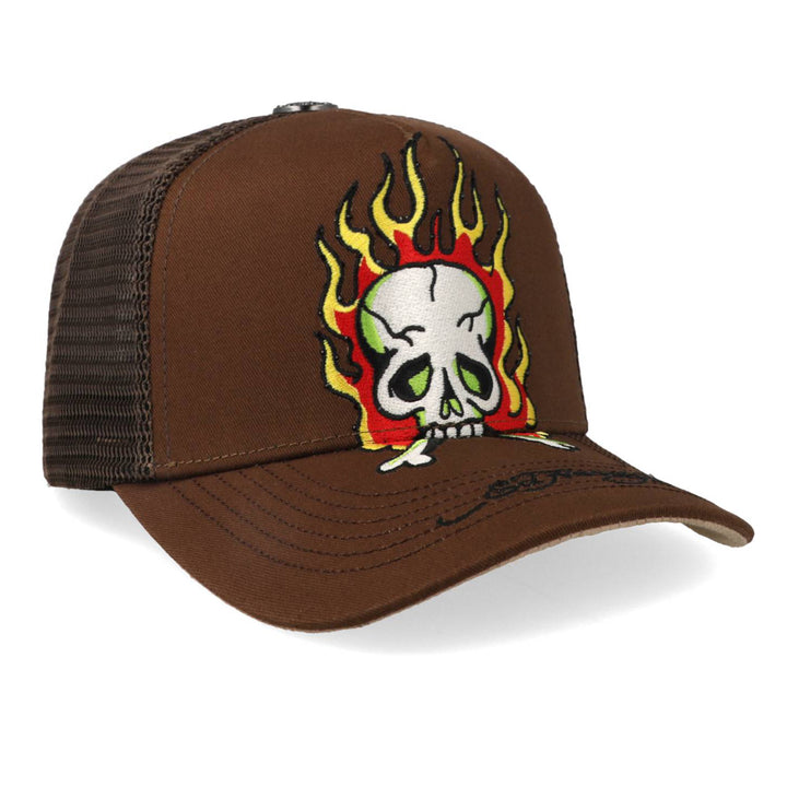 Gorra Ed Hardy Skull On Fire With Diamonds Café